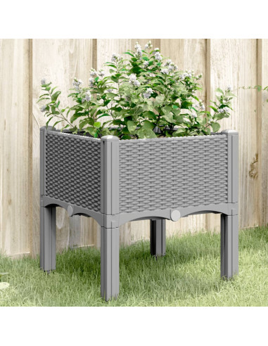 Fioriera da Giardino con Gambe Grigio Chiaro 40x40x42 cm in PP