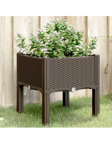 Fioriera da Giardino con Gambe Marrone 40x40x42 cm in PP