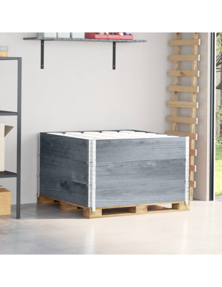 Paretali per Pallet 3pz Grigi 100x100cm Legno Massello di Pino
