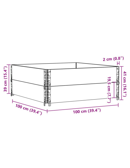Fioriera da Giardino Grigia 100x100 cm Legno Massello di Pino