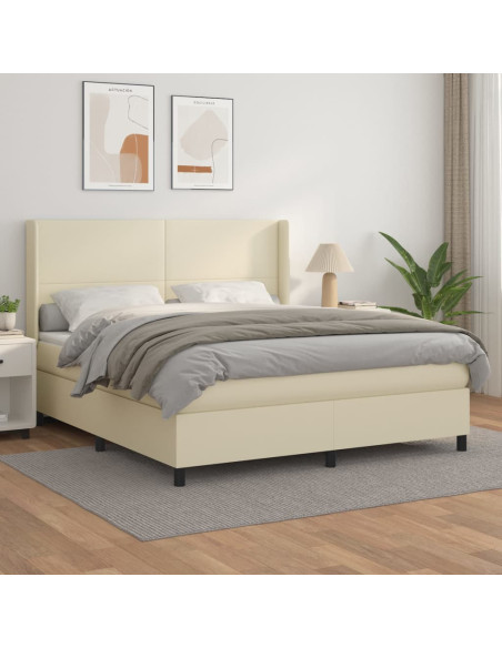 Giroletto a Molle con Materasso Crema 180x200 cm in Similpelle