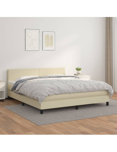 Giroletto a Molle con Materasso Crema 180x200 cm in Similpelle