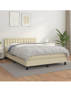 Giroletto a Molle con Materasso Crema 140x190 cm in Similpelle