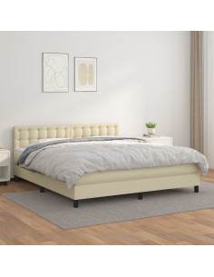 Giroletto a Molle con Materasso Crema 180x200 cm in Similpelle