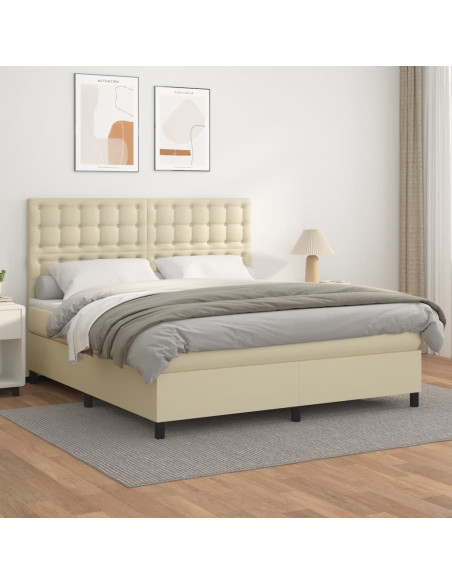 Giroletto a Molle con Materasso Crema 180x200 cm in Similpelle