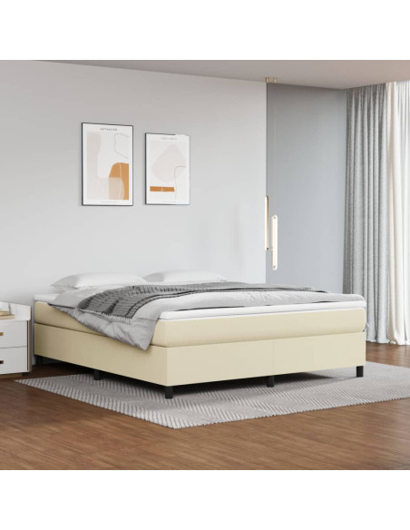 Giroletto a Molle con Materasso Crema 180x200 cm in Similpelle