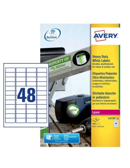 ETICH. POLIESTERE BIANCO 45.7X21.2