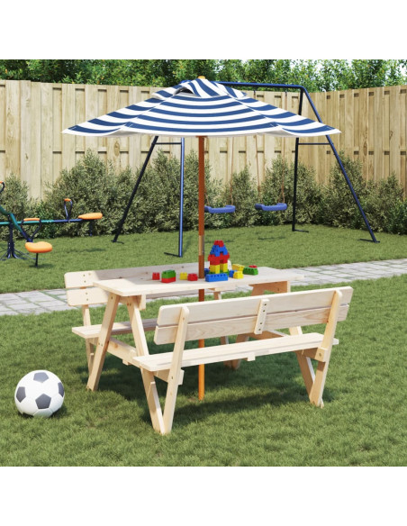 Ombrellone da Giardino per Bambini con Palo in Legno Ø120x140cm
