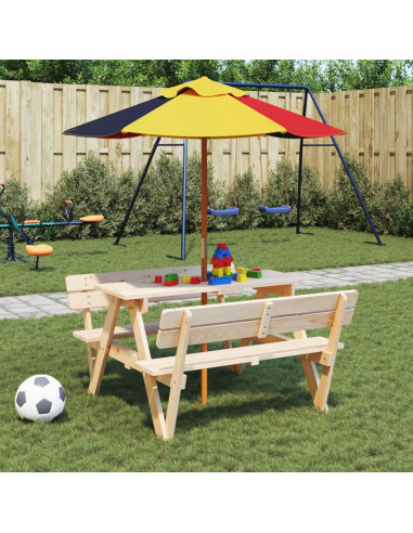 Ombrellone da Giardino per Bambini con Palo in Legno Ø120x140cm