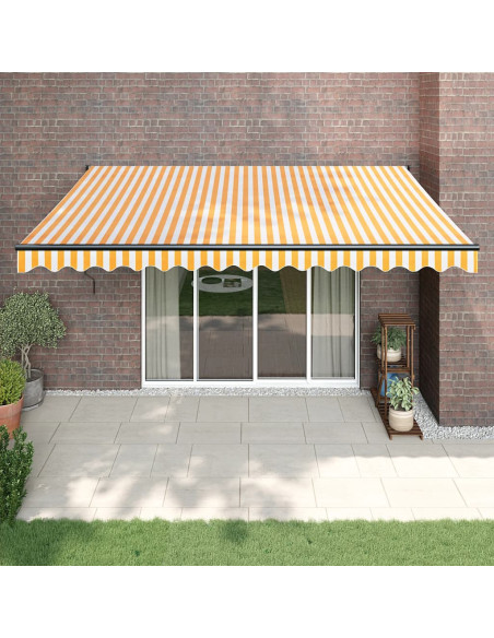 Tenda Retrattile Gialla e Bianca 4,5x3 m in Tessuto e Alluminio
