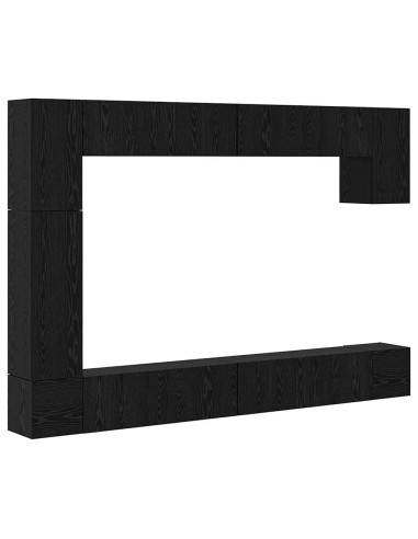 Set mobile TV 9 pcs Rovere Nero Legno multistrato