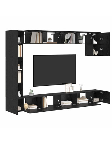 Set mobile TV 9 pcs Rovere Nero Legno multistrato