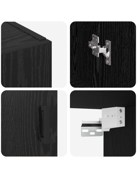 Mobiletto a muro 2 pcs Rovere Nero 69,5 x 34 x 90 cm