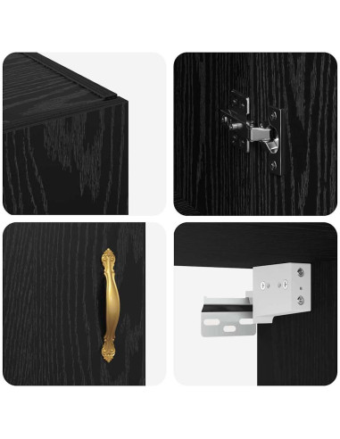 Mobiletto a muro 2 pcs Rovere Nero 69,5 x 34 x 90 cm