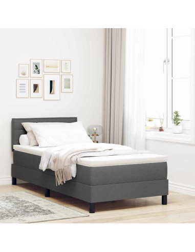 Letto a molle con materasso Grigio scuro 80 x 200 cm Tessuto