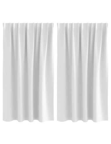 Tende Blackout con Anelli 2 pcs Bianco brillante 140 x 140 cm