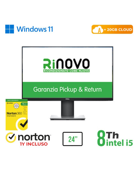 RINOVO DELL PC AIO 24" P2419HC + Micro DELL 7070 i5-8X00 8GB 256GB SSD W11P CLOUD20GB GRADE A 1Y
