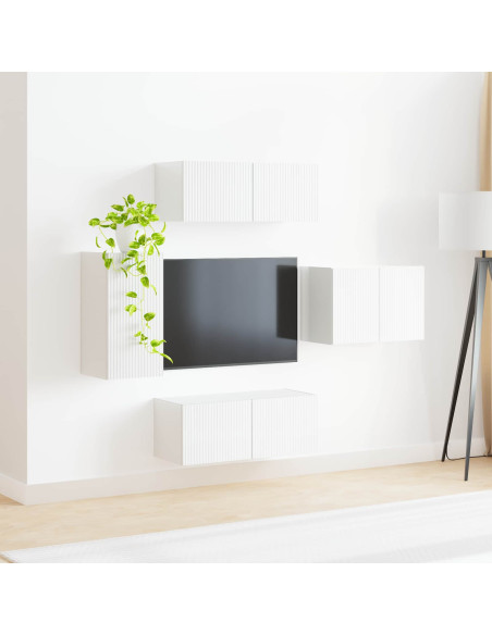 Set di Mobiletto da TV a Parete 4 pcs Bianco Lucido