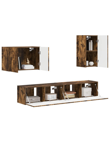 Set di Mobiletto da TV a Parete 4 pcs Rovere fumé