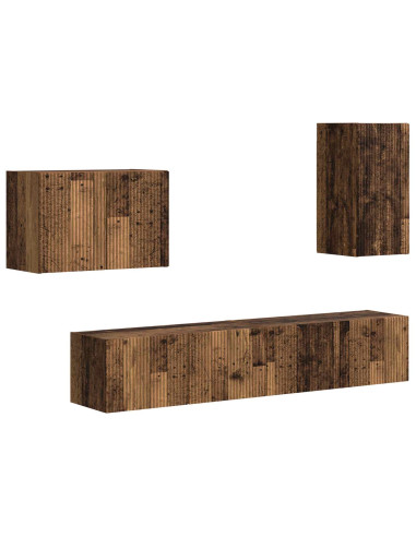 Set di Mobiletto da TV a Parete 4 pcs Legno vecchio