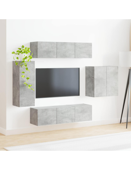 Montaggio a parete 6 pcs Grigio cemento