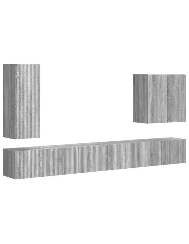 Montaggio a parete 6 pcs Grigio Sonoma