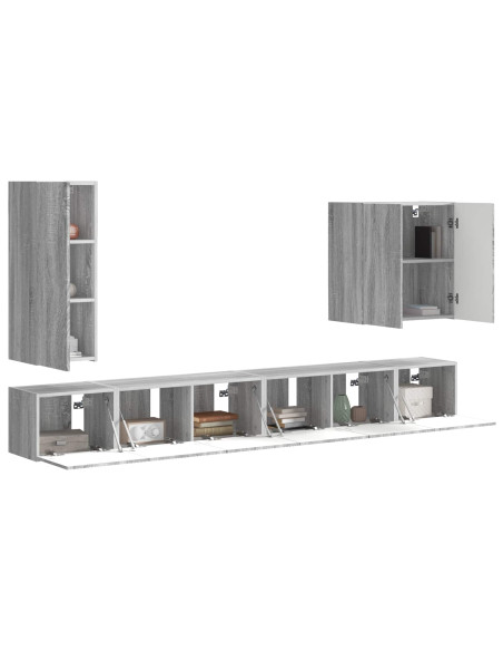 Montaggio a parete 6 pcs Grigio Sonoma