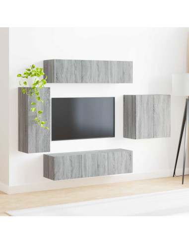 Montaggio a parete 6 pcs Grigio Sonoma