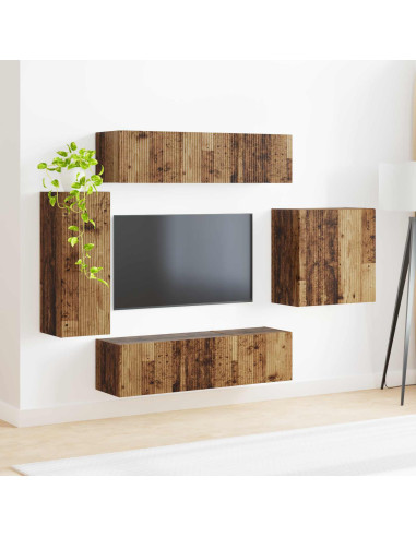 Montaggio a parete 6 pcs Legno vecchio