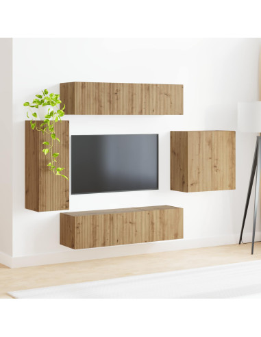 Montaggio a parete 6 pcs Rovere artigianale