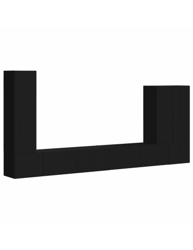 Set di Mobiletto da TV a Parete 6 pz Nero