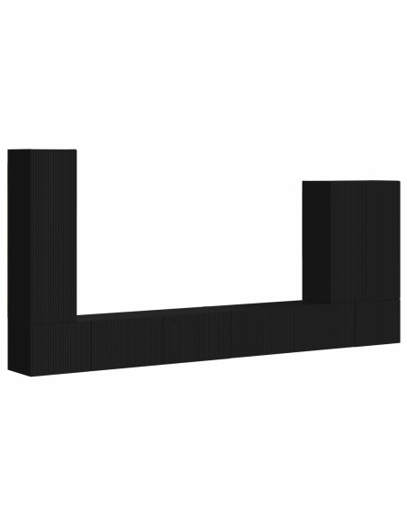 Set di Mobiletto da TV a Parete 6 pz Nero