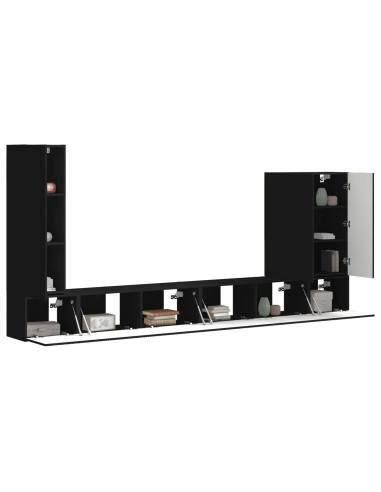 Set di Mobiletto da TV a Parete 6 pz Nero