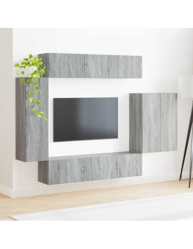 Montaggio a parete 6 pcs Grigio Sonoma