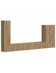 Set di Mobiletto da TV a Parete 6 pz Rovere artigianale 2