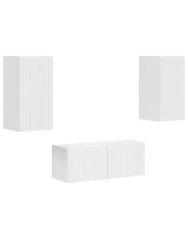 Set mobile TV Montaggio a parete 2 pcs Bianco Legno multistrato