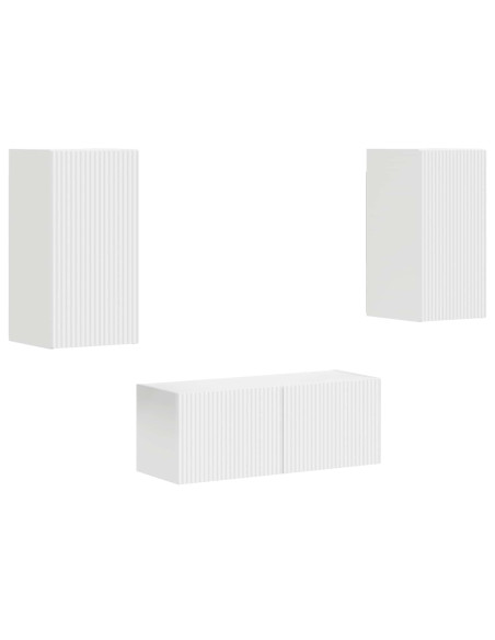 Set mobile TV Montaggio a parete 2 pcs Bianco Legno multistrato