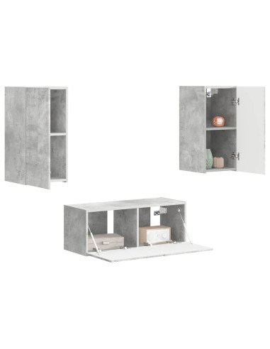 Set mobile TV 2 pcs Grigio cemento Legno multistrato