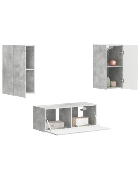 Set mobile TV 2 pcs Grigio cemento Legno multistrato