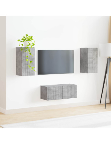 Set mobile TV 2 pcs Grigio cemento Legno multistrato