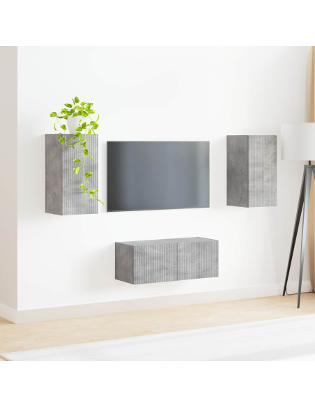 Set mobile TV 2 pcs Grigio cemento Legno multistrato