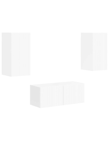 Set mobile TV 2 pcs Bianco Lucido Legno multistrato