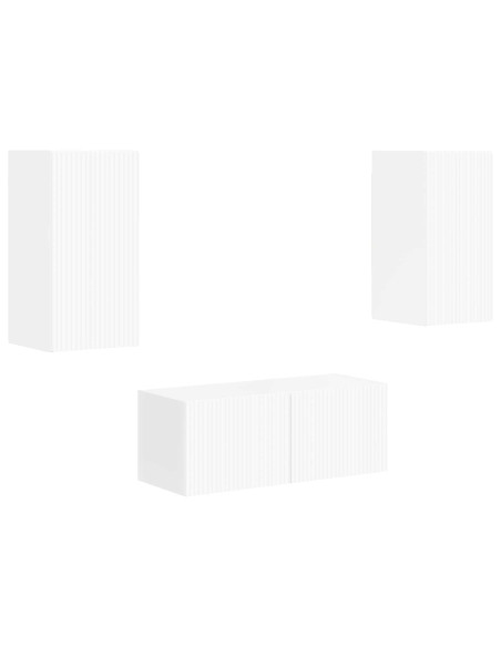 Set mobile TV 2 pcs Bianco Lucido Legno multistrato