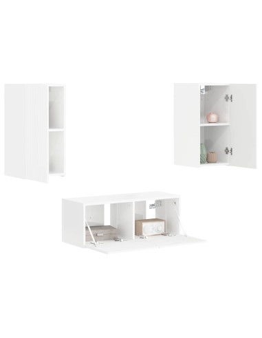 Set mobile TV 2 pcs Bianco Lucido Legno multistrato