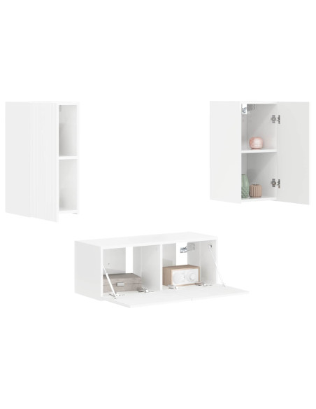 Set mobile TV 2 pcs Bianco Lucido Legno multistrato