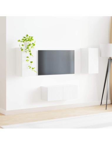 Set mobile TV 2 pcs Bianco Lucido Legno multistrato