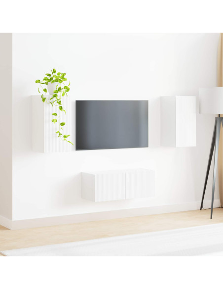 Set mobile TV 2 pcs Bianco Lucido Legno multistrato