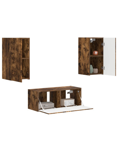 Set mobile TV 2 pcs Rovere fumé Legno multistrato