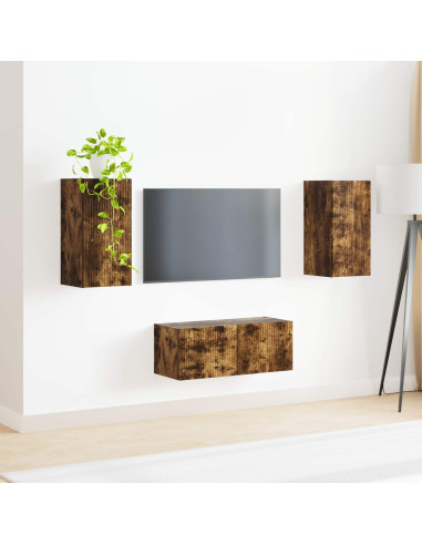 Set mobile TV 2 pcs Rovere fumé Legno multistrato