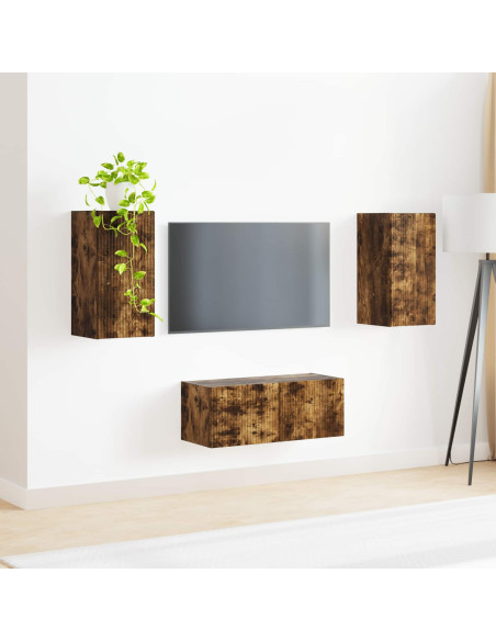 Set mobile TV 2 pcs Rovere fumé Legno multistrato